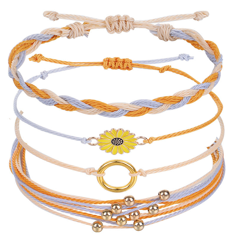 Wholesale Small Daisy Wax Thread Beads Bracelet Set